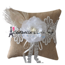 Fashion Elegance wedding White ring bearer pillow with embroidery lace Flower bridal shower favors decoration